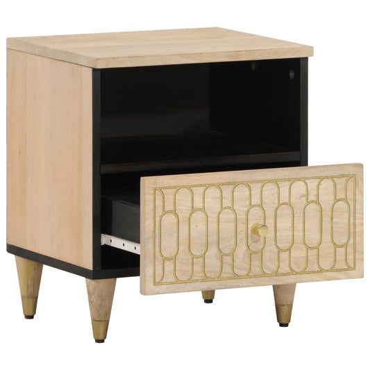 Mesita De Noche De Madera Maciza De Mango 40x33x46 Cm_0