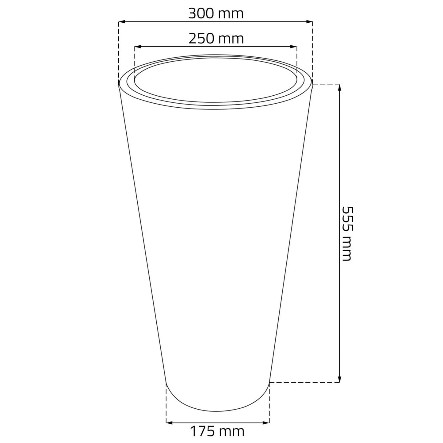 Maceta Alta De Ratan Sintético 23 Litros Color Blanco 30 X 55 Cm
