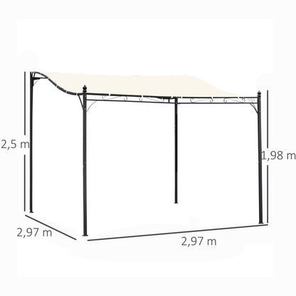 Outsunny Pérgola Gazebo Toldo De Pared Jardín Patio Terraza 3x3x2.5m_2