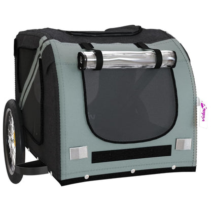 Vidaxl Remolque Bicicleta Para Mascotas Hierro Tela Oxford Negro Gris_4