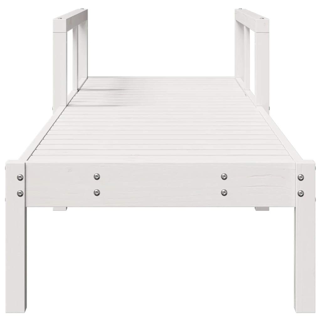 Tumbona De Madera Maciza De Pino Blanca 199,5x62x55 Cm / Vetonek_1