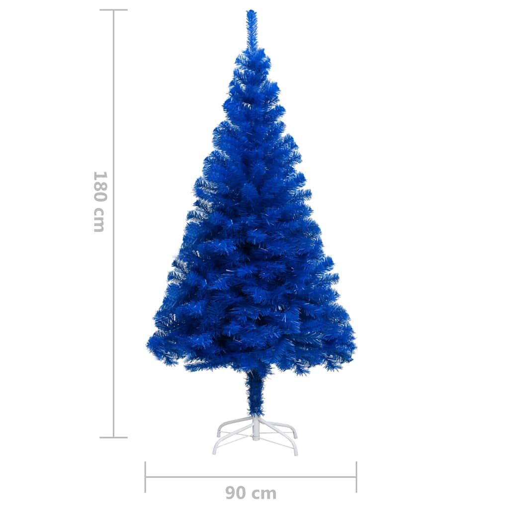 Vidaxl Árbol De Navidad Preiluminado Con Luces Y Bolas Azul 180 Cm_2