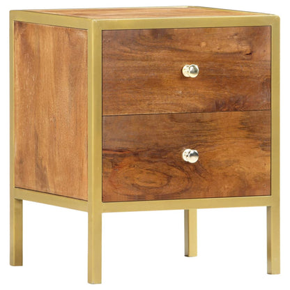 Mesita De Noche De Madera Maciza De Mango 40x35x50 Cm_4