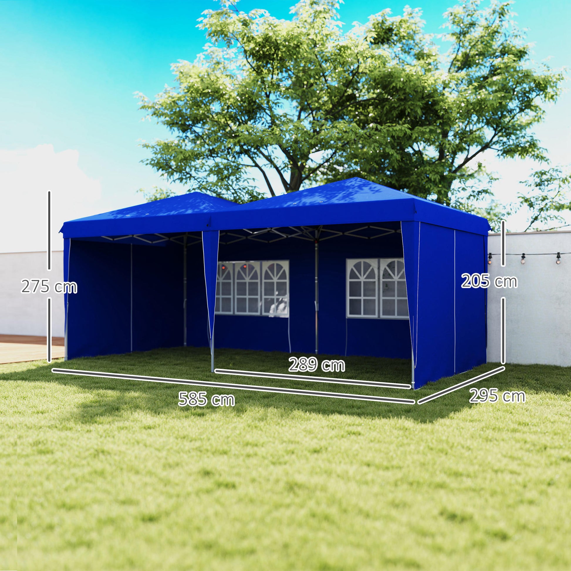Outsunny Carpa Plegable 6x3 M Con Paredes Laterales Altura Ajustable Azul_2