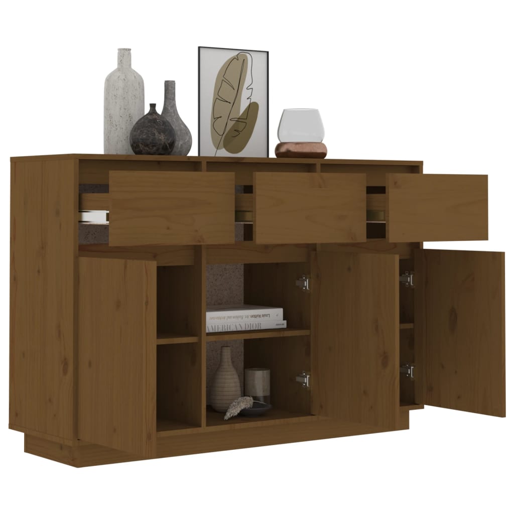 Aparador De Madera Maciza De Pino Marrón Miel 110x34x75 Cm / Vetonek_4