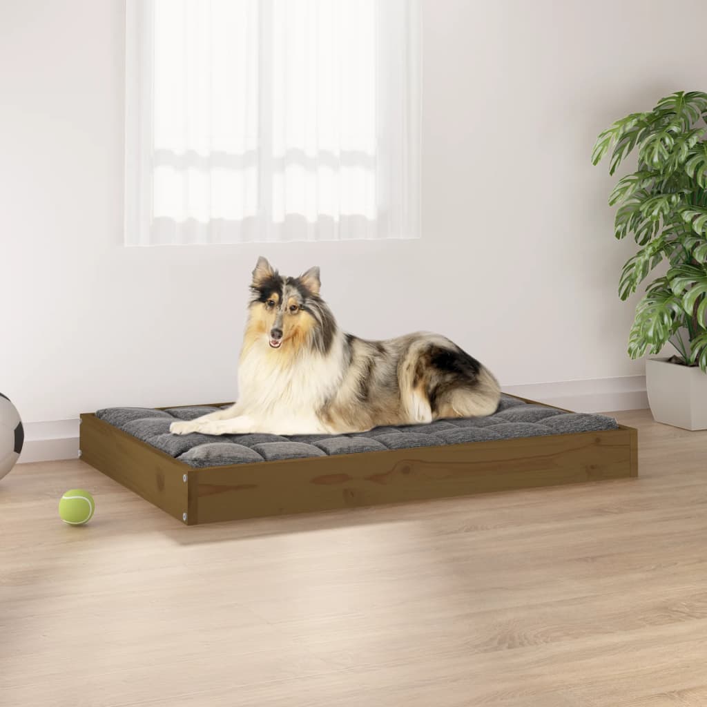 Cama Para Perros Madera Maciza Pino Marrón Miel 91,5x64x9 Cm / Vetonek_4