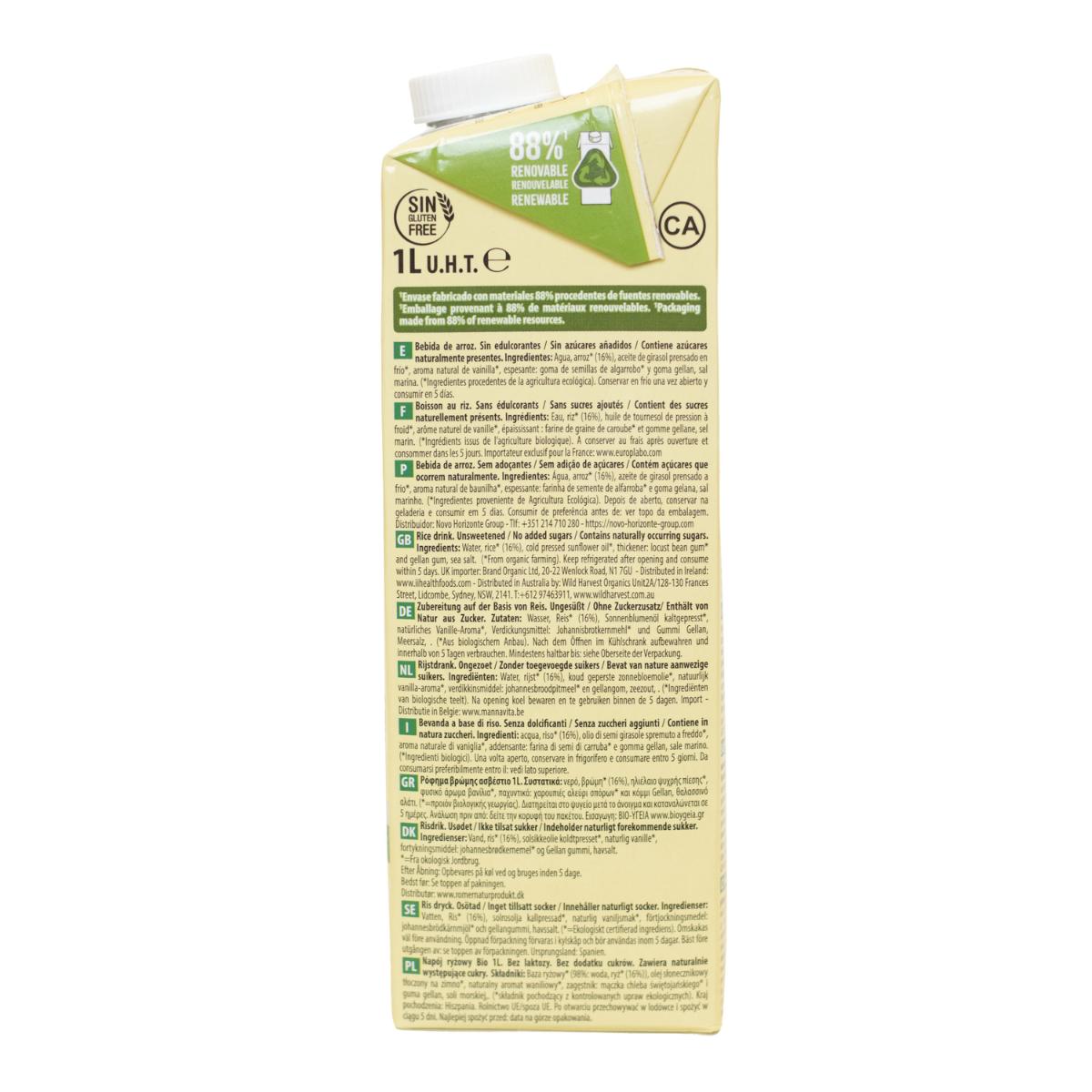 Bebida de arroz sem açúcar NaturGreen 1 L