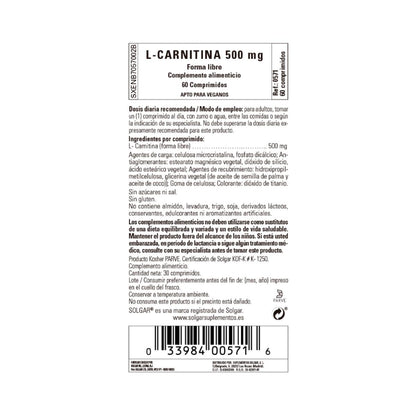 L-Carnitina 500 mg - Solgar