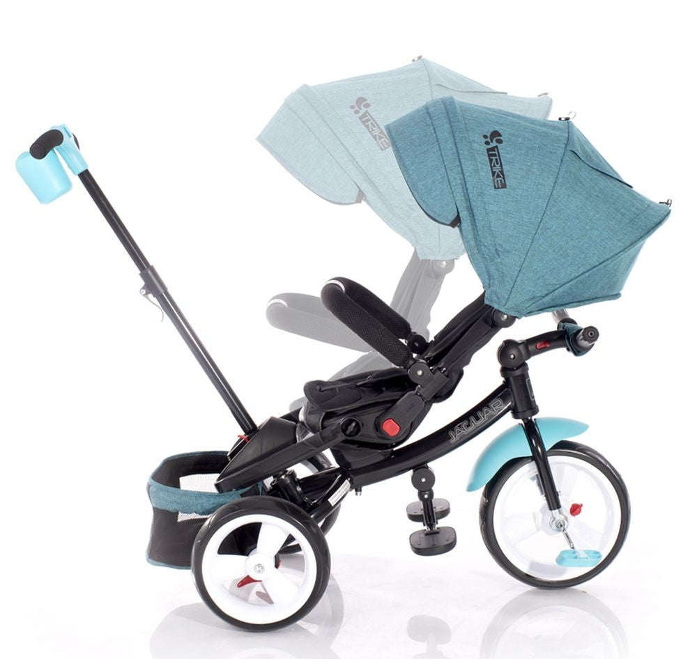Triciclo Evolutivo Jaguar Con Capota , Asiento Giratorio 360º Y Ruedas Eva Red Black Luxe_2