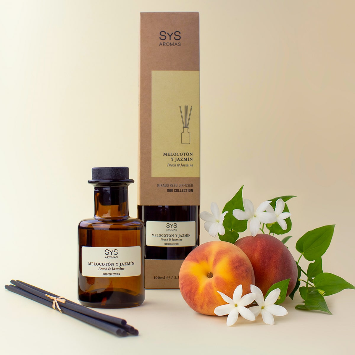 Ambientador Mikado Melocotón y Jazmín 1991 100 ml | Difusor De Varillas | Fragancia Dulce y Floral | Hogar_3