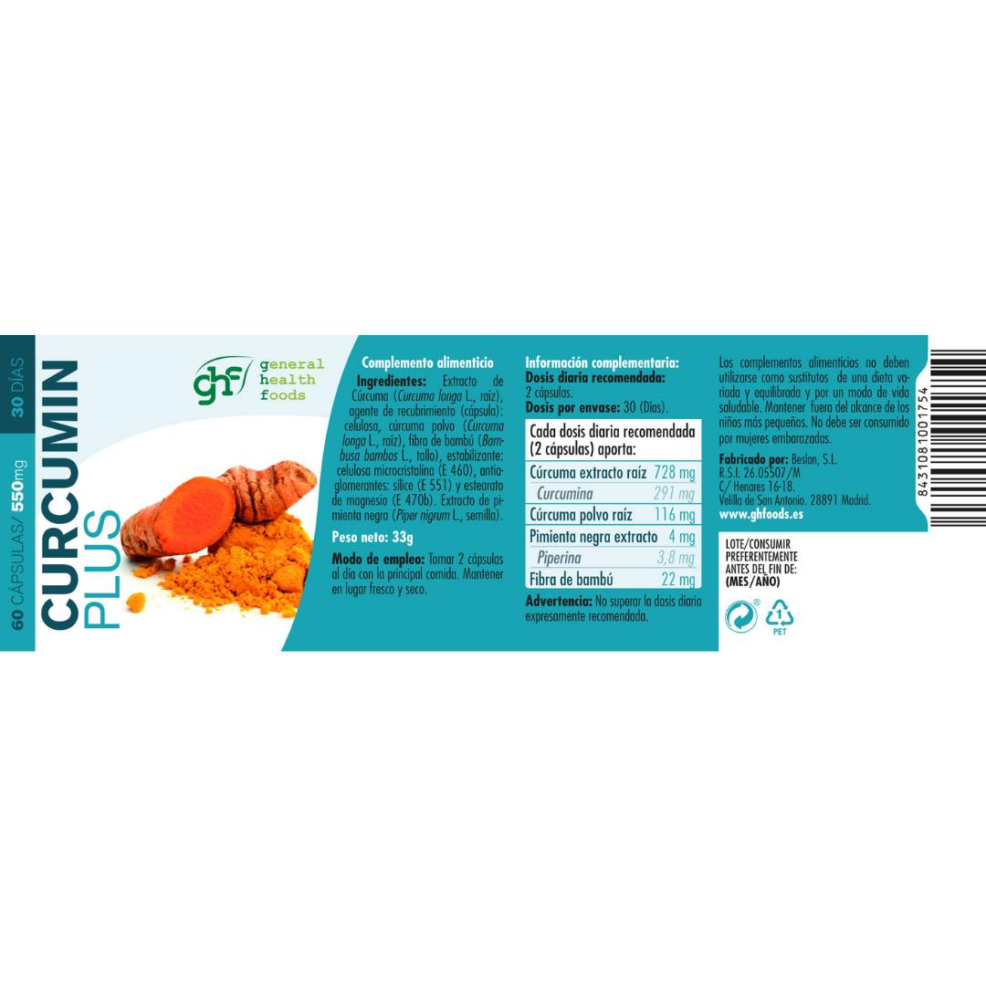 GHF Curcumina mais 60 cápsulas 550mg