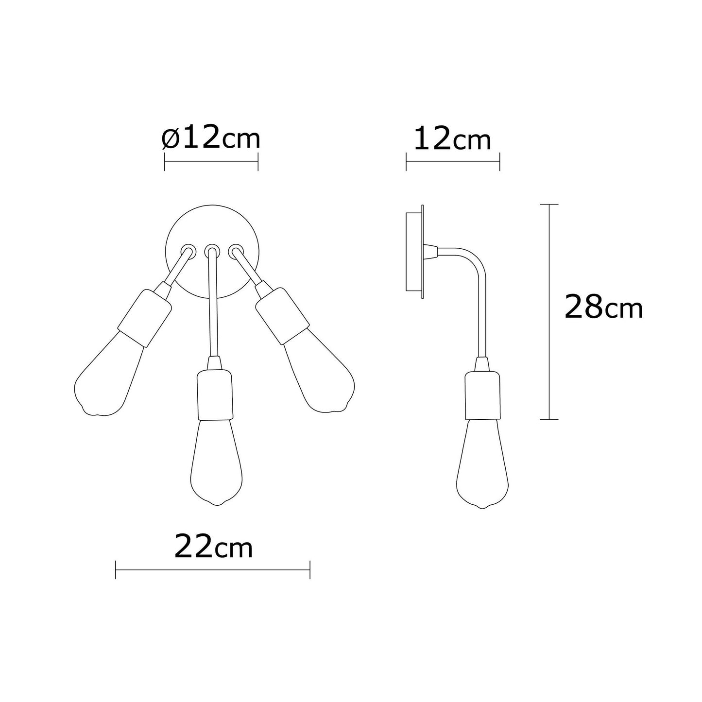 Aplique De Pared, Metal , Vintage, 22x22x28, Casquillo 3 X E 27 Max 40 W_2