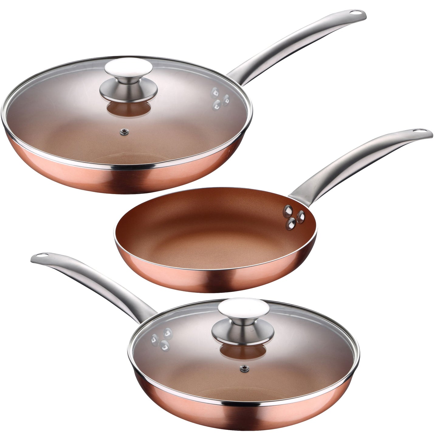 Juego De Batería De Cocina onil 5pc En Acero Inoxidable + Set De 5 Sartenes En Aluminio Prensado_1