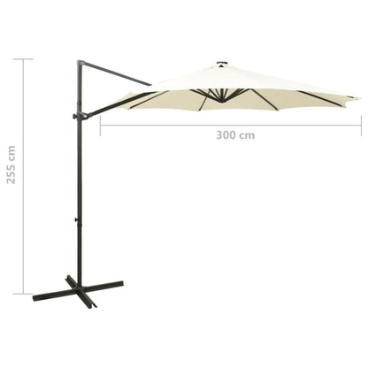 Vidaxl Sombrilla De Jardín Voladiza Con Palo Y Luces Led Arena 300 Cm_2
