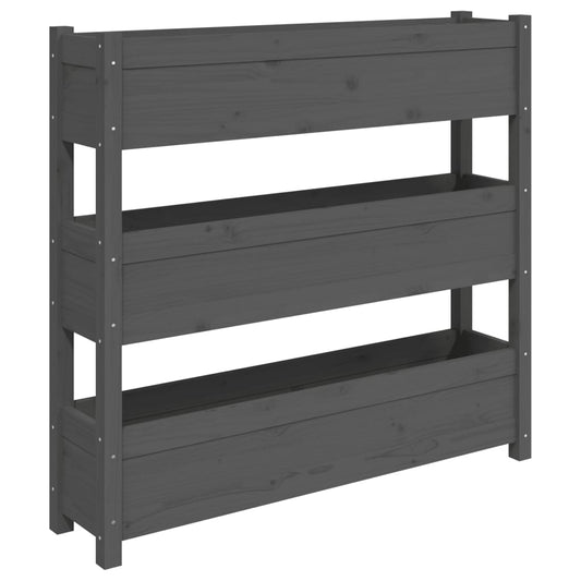 Jardinera De Madera Maciza De Pino Gris 112x25x104,5 Cm_0