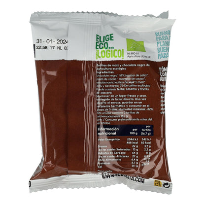 Embalagem de 3 pacotes de bolos de milho com chocolate negro, biológico, Ecocesta, 99 g