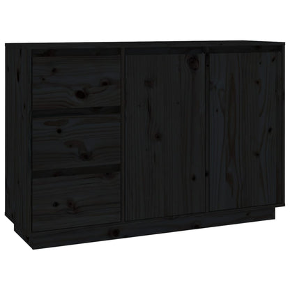Aparador De Madera Maciza De Pino Negro 111x34x75 Cm_1
