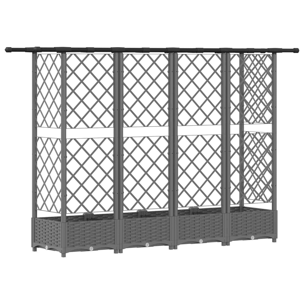 Cama Elevada Con Trellis Y Techo Gris Claro 202,5 X 40 X 121 Cm_4