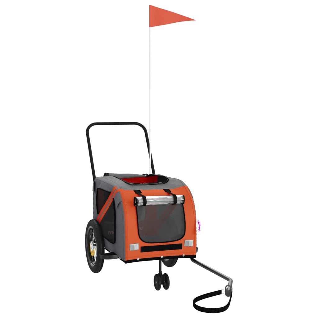Remolque De Bicicleta Mascotas Hierro Tela Oxford Naranja Negro_2