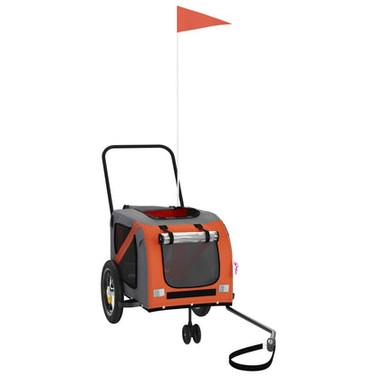Remolque De Bicicleta Mascotas Hierro Tela Oxford Naranja Negro_2