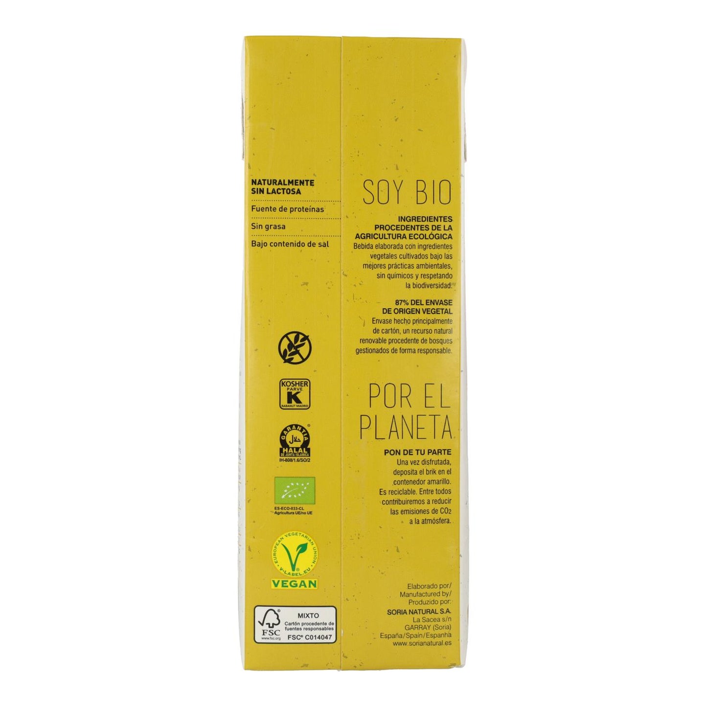 Embalagem com 12 x 100% Soria Natural bebida de alpista 1L