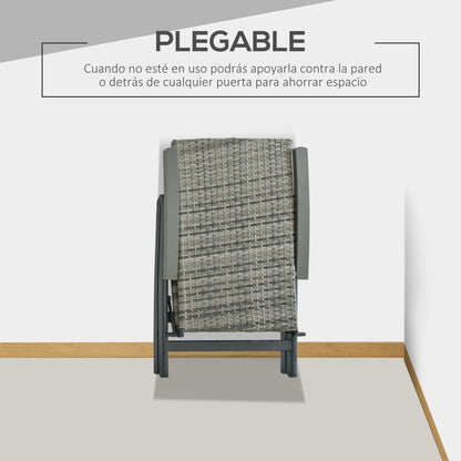 Outsunny Set 4 Sillas Plegable De Ratán Con 5 Posiciones Reclinable 59x68x107cm_5