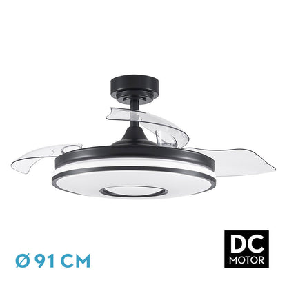 Ventilador Dc Dani 48w 4800lm Negro 3aspas 6velocidades 91d 3000-4000-6000k Remoto+memoria+temporizador 24_0