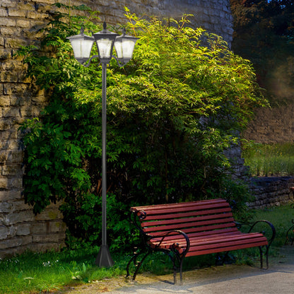 Farol Solar De Jardín Con 3 Luces Led Outsunny 51,5x47x182,5 Cm Negro_1