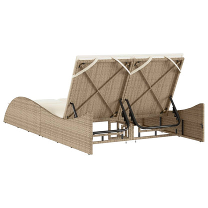 Tumbona Con Cojines Ratán Sintético Beige 114x205x73 Cm / Vetonek_1