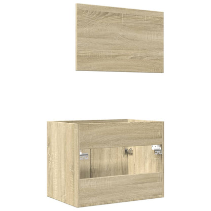 Set De Muebles De Baño 2 Pzas Madera Contrachapada Roble Sonoma / Vetonek_2