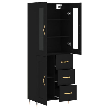 Aparador Alto Madera Contrachapada Negro 69,5x34x180 Cm_3