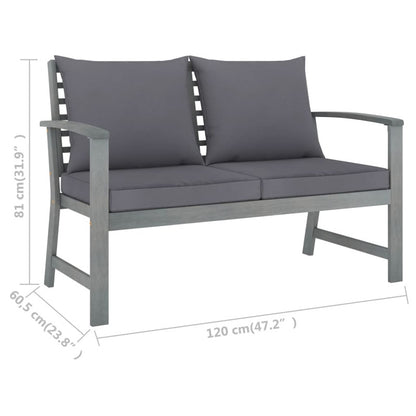 Vidaxl Banco De Jardín 120 Cm Cojines Gris Oscuro Madera Acacia Maciza_5