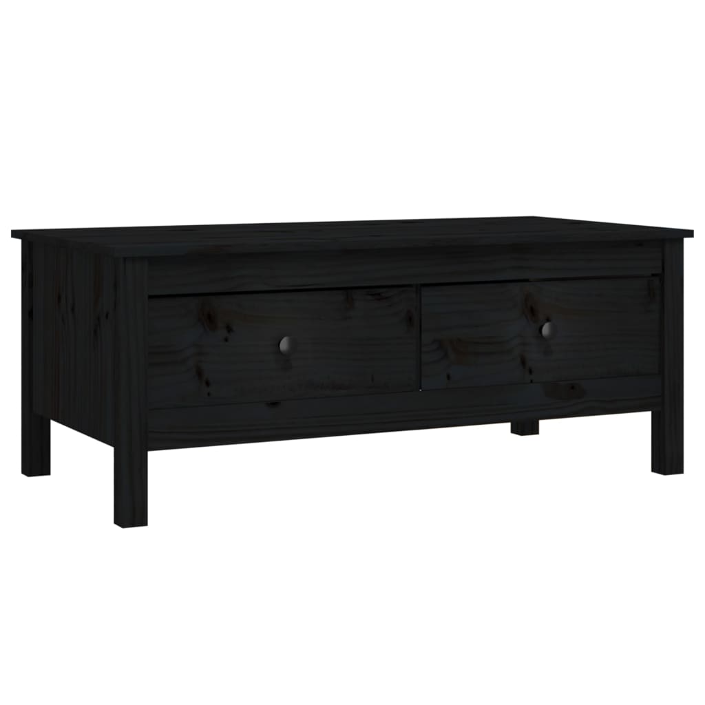 Mesa De Centro De Madera Maciza De Pino Negro 100x50x40 Cm_0
