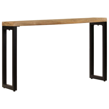 Mesa Consola Madera Maciza De Mango Y Acero 120x35x76 Cm_0