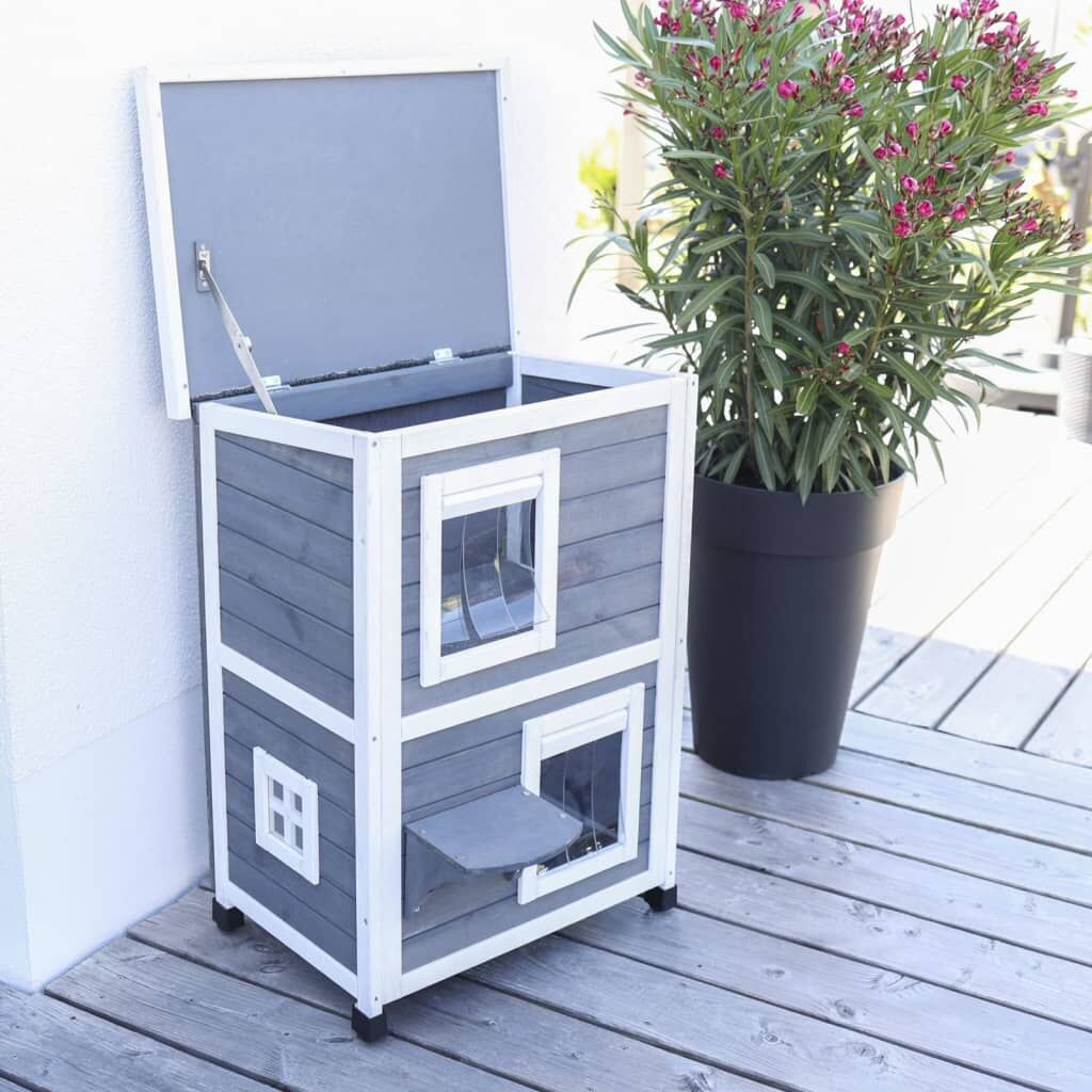 Kerbl Casa Para Gatos De Exterior Family Gris Y Blanco 57x55x80 Cm_1