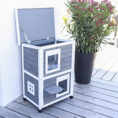 Kerbl Casa Para Gatos De Exterior Family Gris Y Blanco 57x55x80 Cm_1