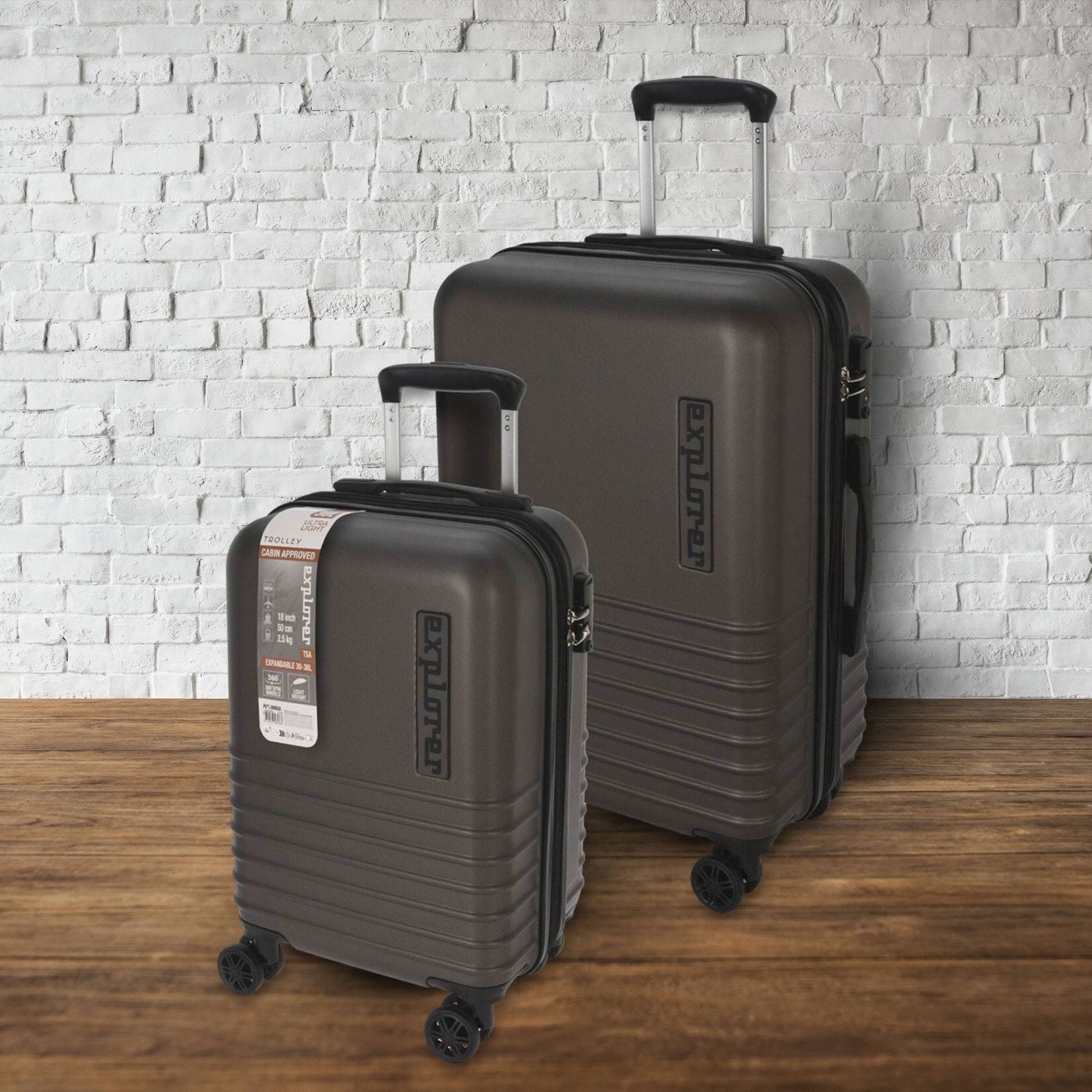 Well Home Juego De 2 Maletas Abs Trolley De 18'' Y 22'' Color Gris_2