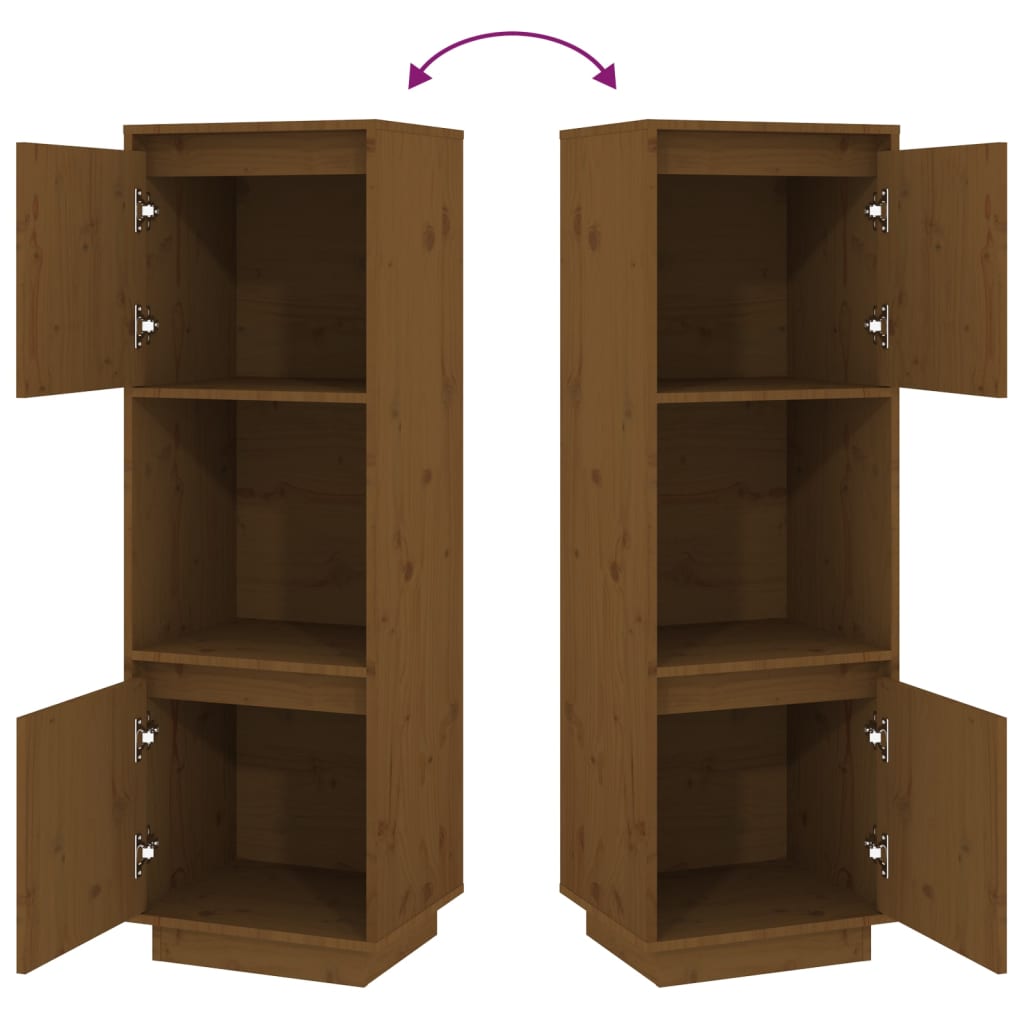 Aparador Alto De Madera Maciza De Pino Marrón Miel 38x35x117 Cm / Vetonek_5