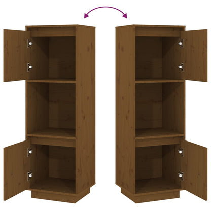 Aparador Alto De Madera Maciza De Pino Marrón Miel 38x35x117 Cm / Vetonek_5