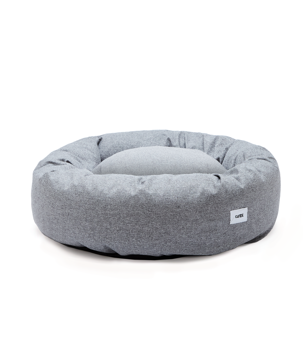 Cafide Cama Donut Para Perro Con Tejido De Chenilla Gris. Modelo Nuba. Talla L (100x100x25 Cm)_0