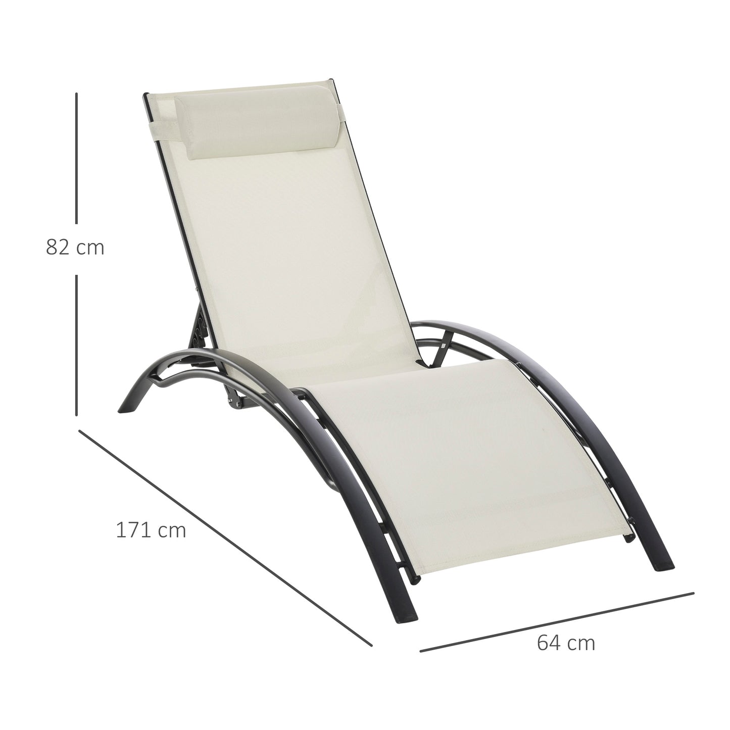 Outsunny Tumbona Reclinable Con Respaldo Ajustable Reposacabezas Extraíble_2