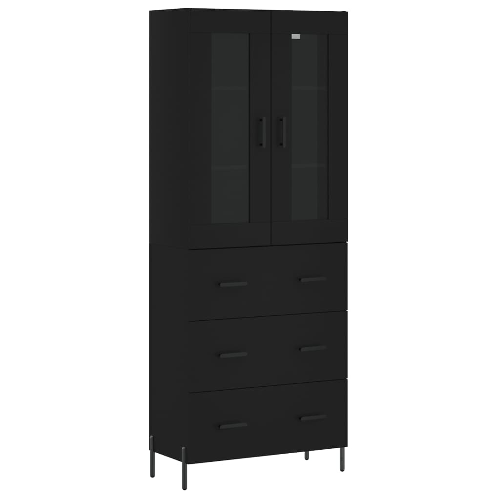 Aparador Alto Madera Contrachapada Negro 69,5x34x180 Cm_1