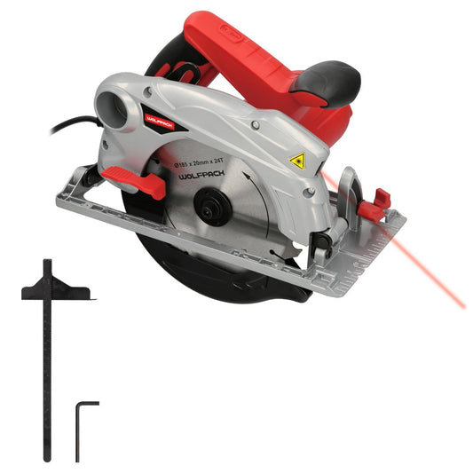 Sierra Circular 1300 Watt. Con Laser Disco 185 Mm. 4.700 Rpm Corte Inglete Regulador De Profundidad. Ingletadora, Sierra Madera_0