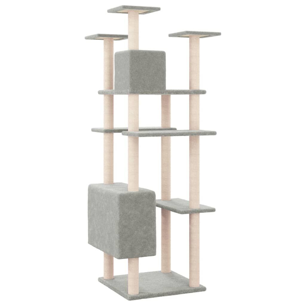 Vidaxl Rascador Para Gatos Con Postes De Sisal Gris Claro 162 Cm_4