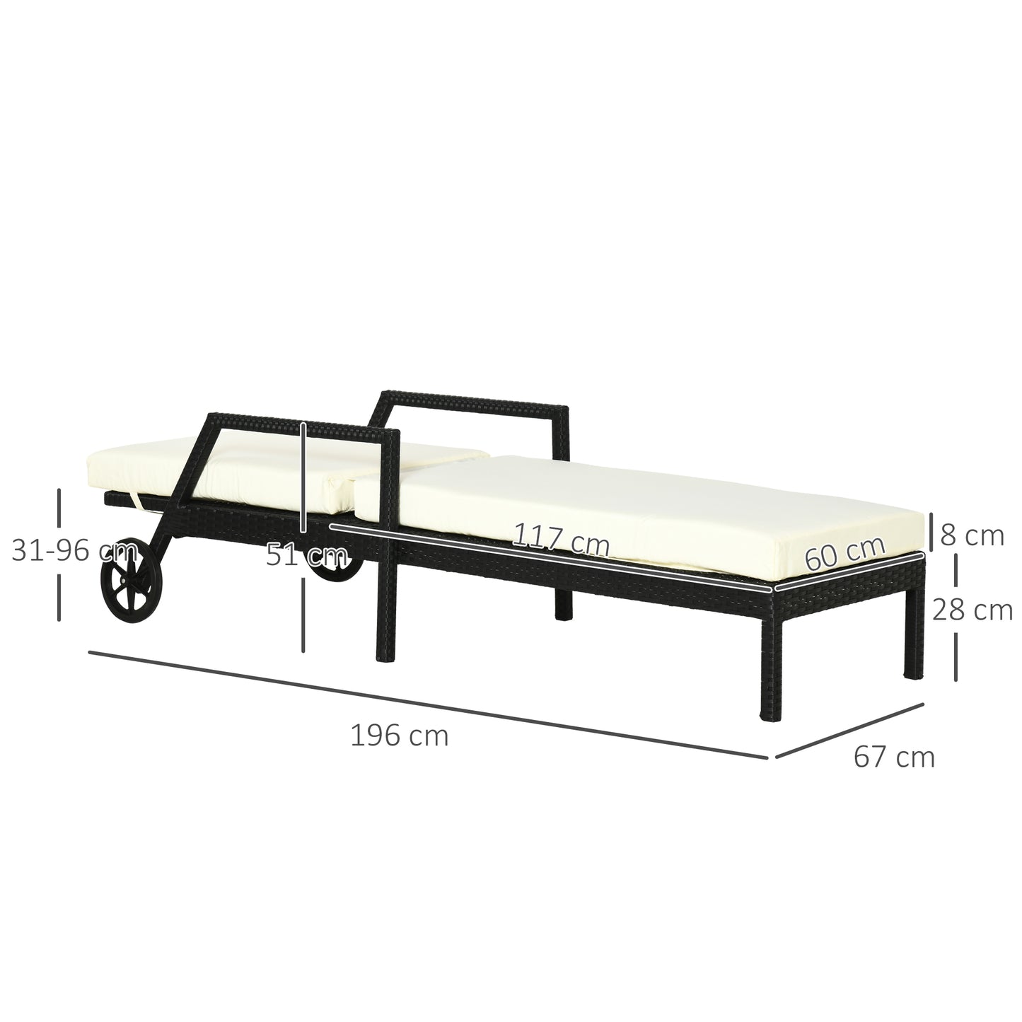 Outsunny Conjunto De 2 Tumbonas De Ratán Jardín Con Cojines Respaldo Ajustable_2