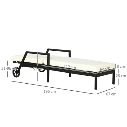 Outsunny Conjunto De 2 Tumbonas De Ratán Jardín Con Cojines Respaldo Ajustable_2