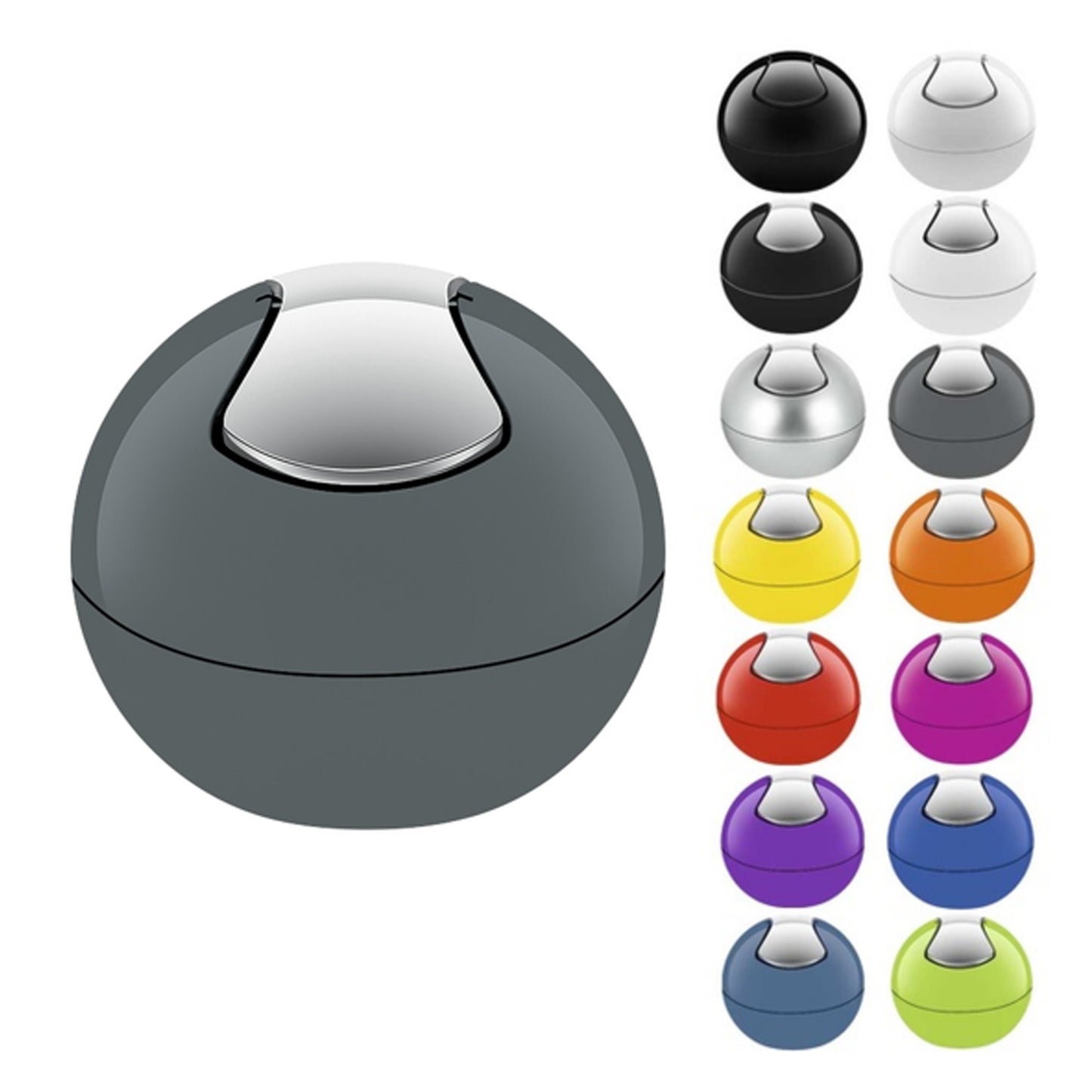 Spirella Colección Bowl, Papelera Ø16 X 14 Cm (1 Litro), Poliestireno, Gris