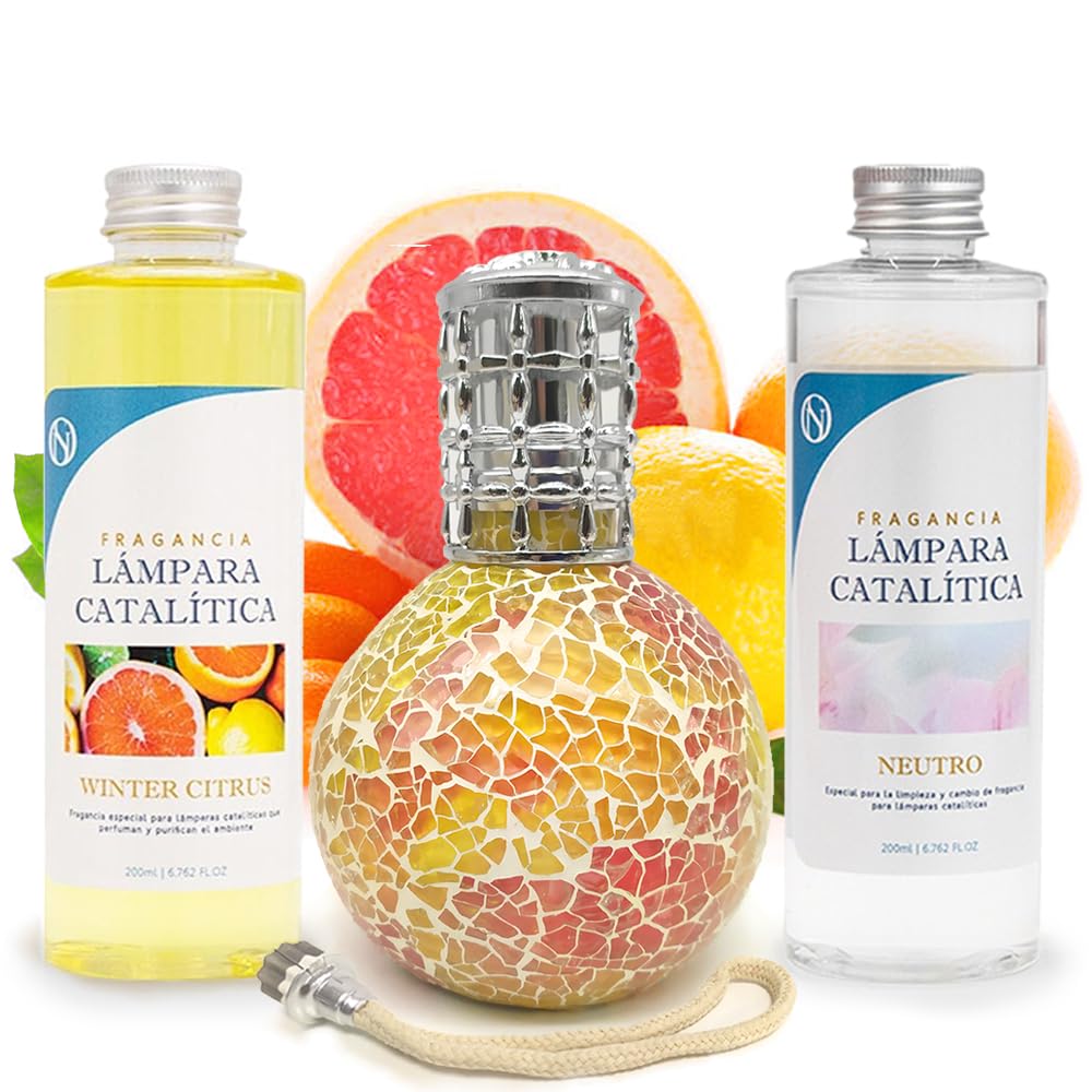 Pack Ahorro Lámpara Catalítica Mosaico Bicolor + Fragancia Winter Citrus 500ml + Limpiador Neutro 200ml + Mecha Repuesto_0