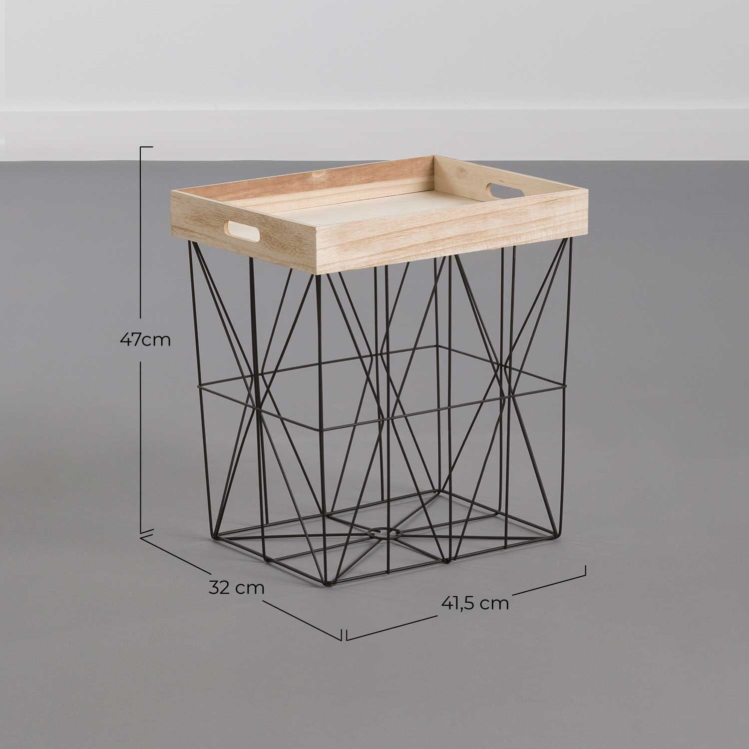 Mesita Auxiliar Rectangular Tray Beige/negro 47x41,5x32cm Thinia Home_5