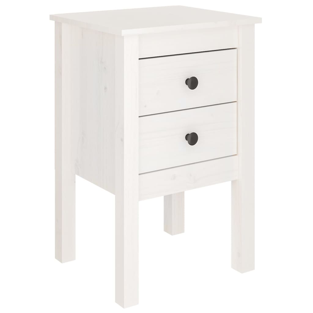 Mesita De Noche Madera Maciza De Pino Blanco 40x35x61,5 Cm_0